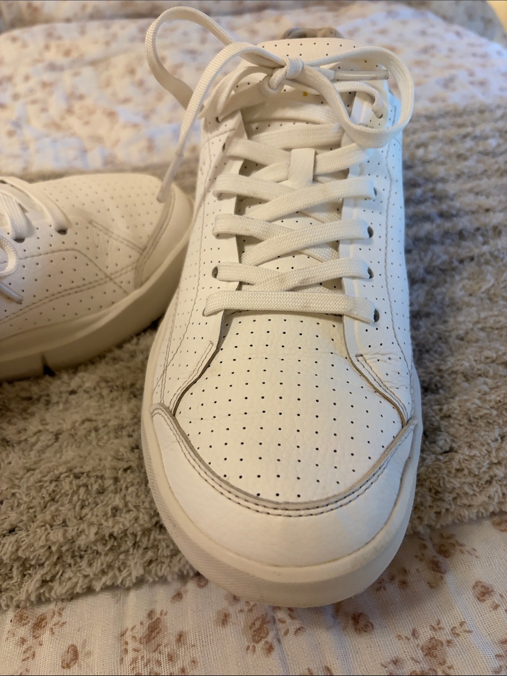 On Running Women's White Sneakers with Blush Heel Accent - Picture 11 of 16